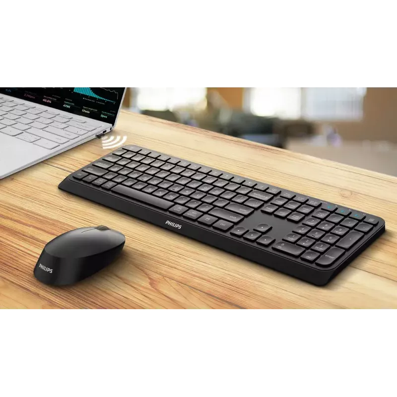 Teclado e rato Philips 4000 series SPT6407B/31 universal RF sem fios + Bluetooth QWERTY alemão preto