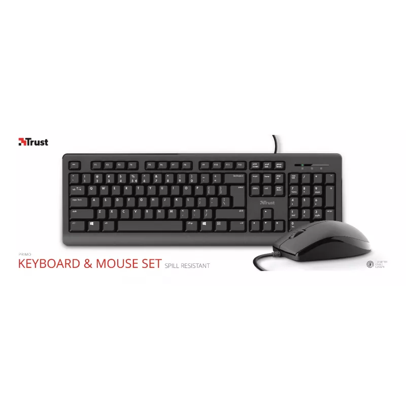 Teclado e rato Trust Primo universal USB AZERTY belga preto