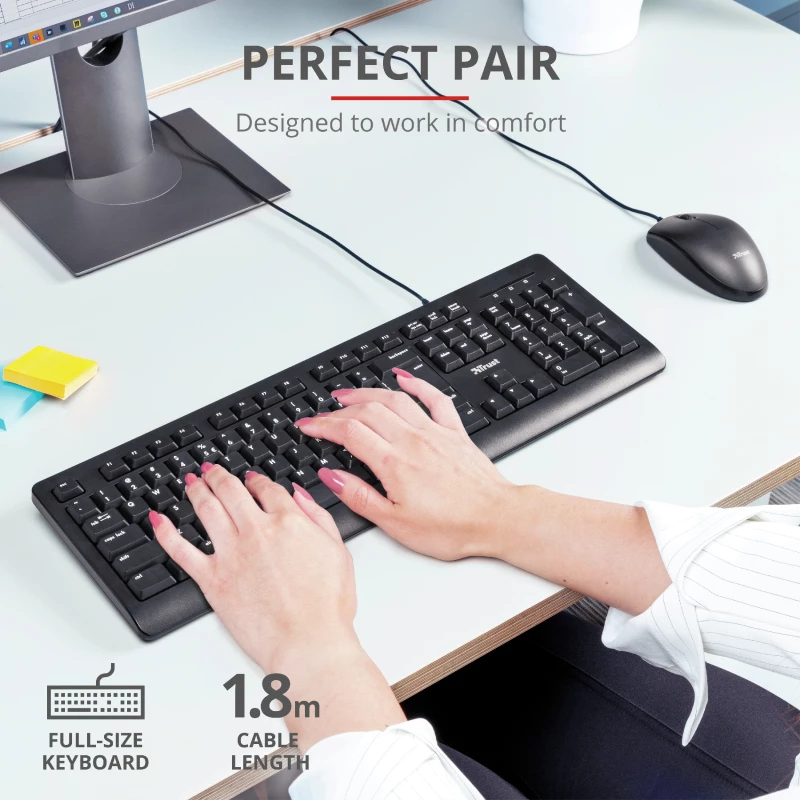 Teclado e rato Trust Primo universal USB AZERTY belga preto