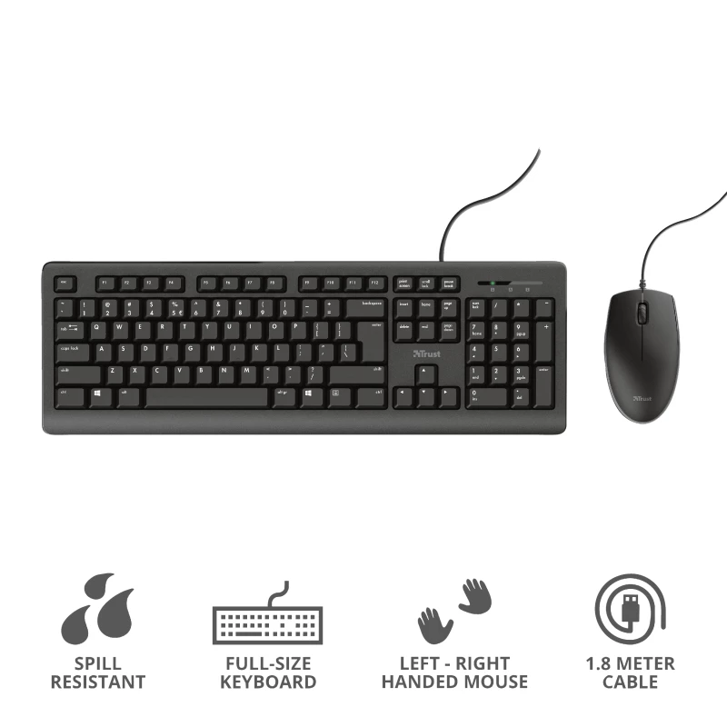 Teclado e rato Trust Primo universal USB AZERTY belga preto
