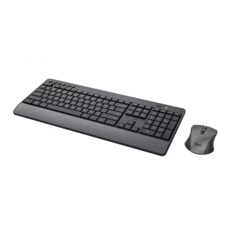 Conjunto de teclado e rato Trust TKM-450 Comfort Wireless, tamanho completo (100%), sem fios, RF sem fios, QWERTY, preto, rato incluído