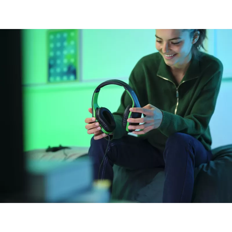 Headset Trust GXT 415X ZIROX com fios arco de cabeça gaming preto, verde