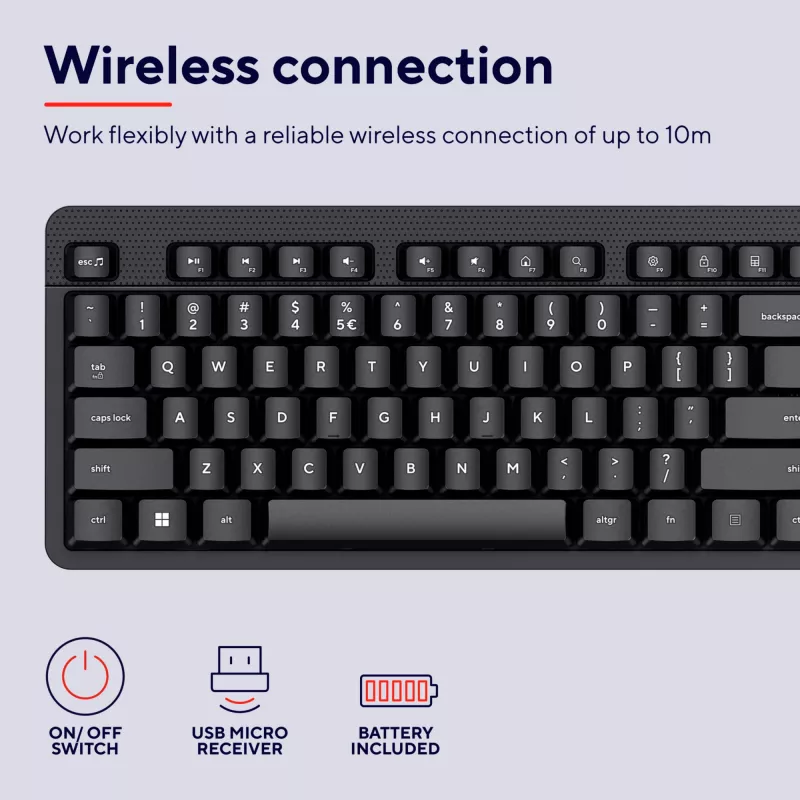 TRUST Ody II tamanho completo sem fios RF QWERTY nórdico preto