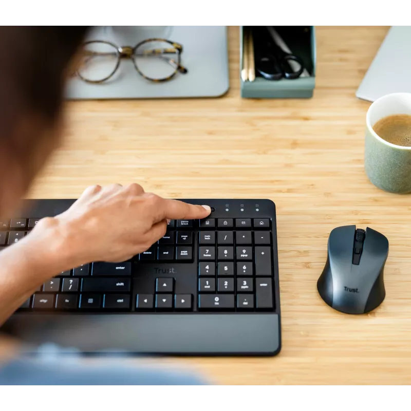 Teclado e rato Trust Trezo escritório RF sem fios AZERTY belga preto