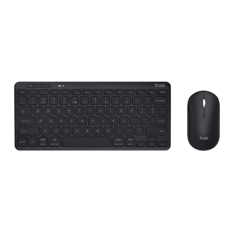 Teclado e rato Trust Lyra escritório RF sem fios + Bluetooth AZERTY belga preto