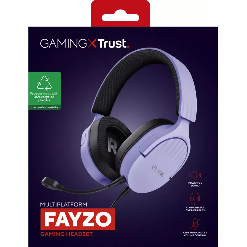 Trust GXT 489P FAYZO Headset com fios arco de cabeça Gaming preto, roxo