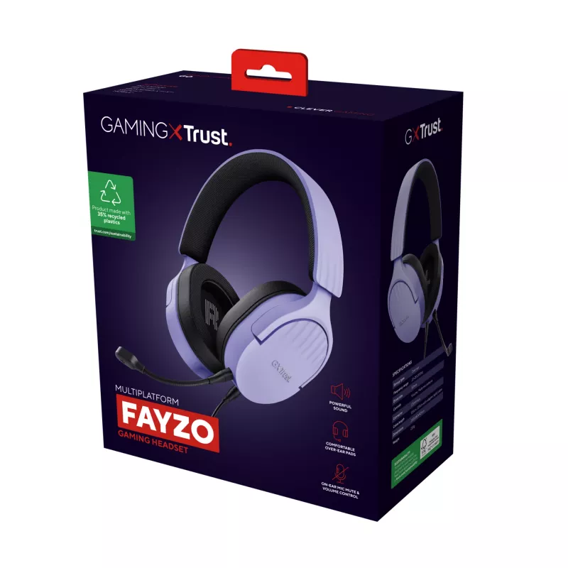 Trust GXT 489P FAYZO Headset com fios arco de cabeça Gaming preto, roxo
