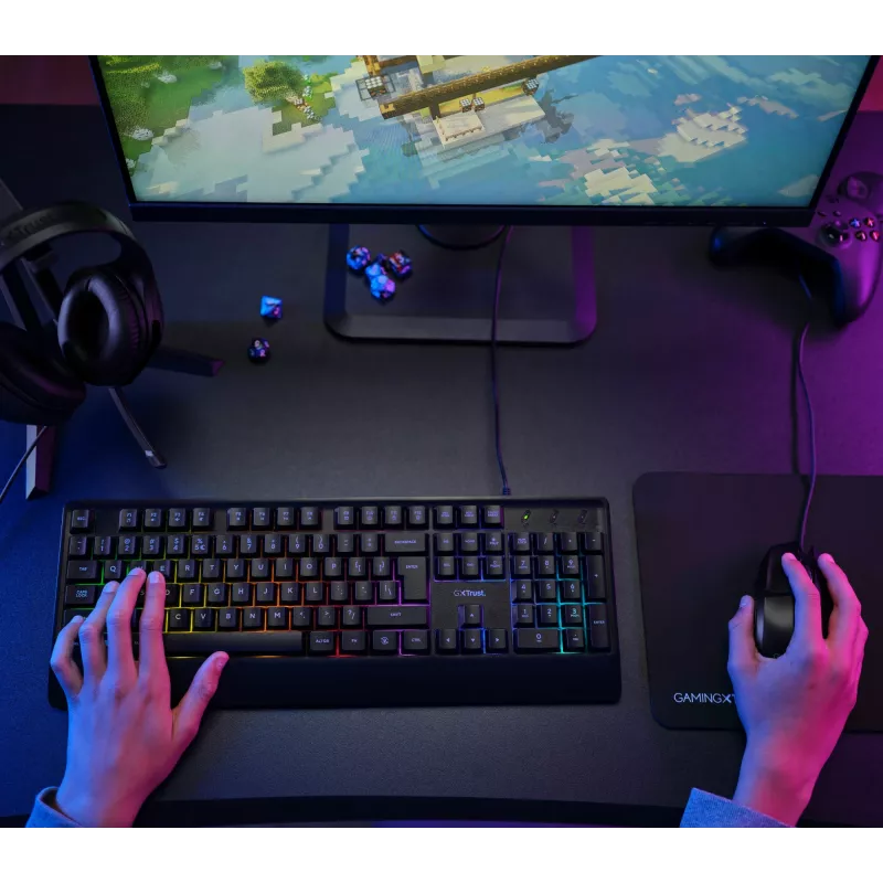 Trust GXT 792 Quadrox Teclado rato incluído Gaming USB QWERTY Belga preto