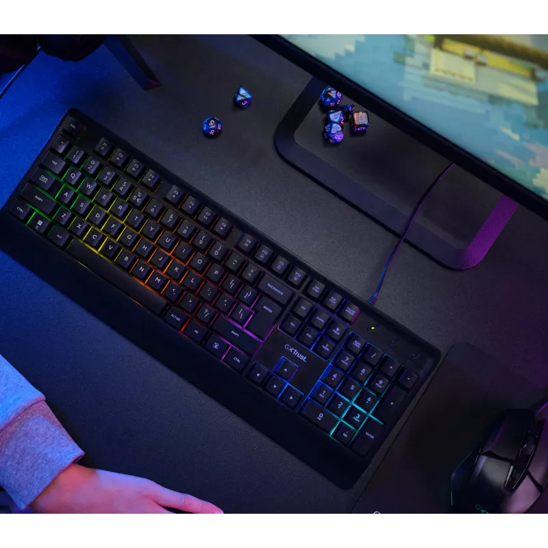 Trust GXT 792 Quadrox Teclado rato incluído Gaming USB QWERTY Belga preto