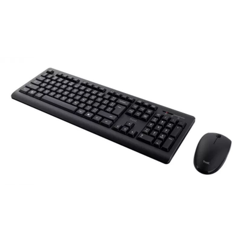 Conjunto de teclado e rato sem fios TRUST Primo – teclado de membrana QWERTY de tamanho completo, RF Wireless, preto, rato incluído