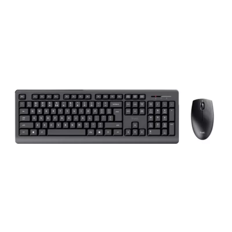 Conjunto de teclado e rato sem fios TRUST Primo – teclado de membrana QWERTY de tamanho completo, RF Wireless, preto, rato incluído