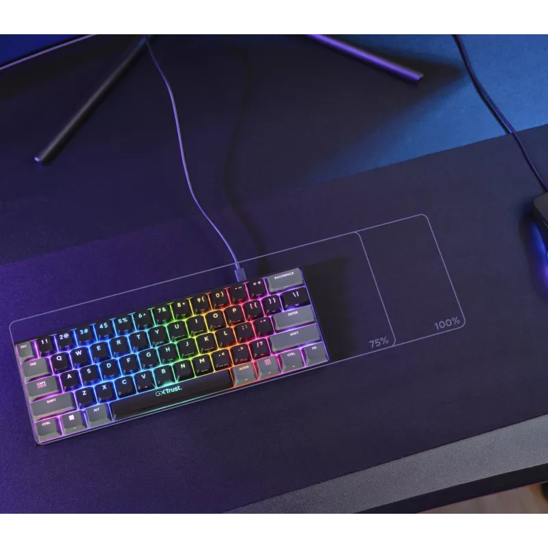 Trust GXT 867 Acira Teclado Gaming USB AZERTY Belga preto, cinzento