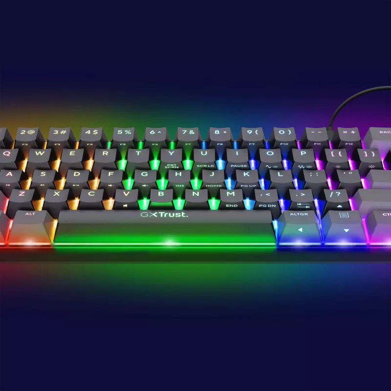 Trust GXT 867 Acira Teclado Gaming USB AZERTY Belga preto, cinzento