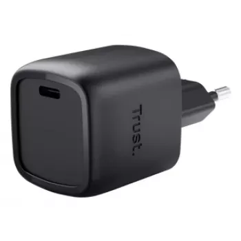 Carregador Trust Maxo 30W USB-C GaN Carregador Interior Carregamento rápido preto