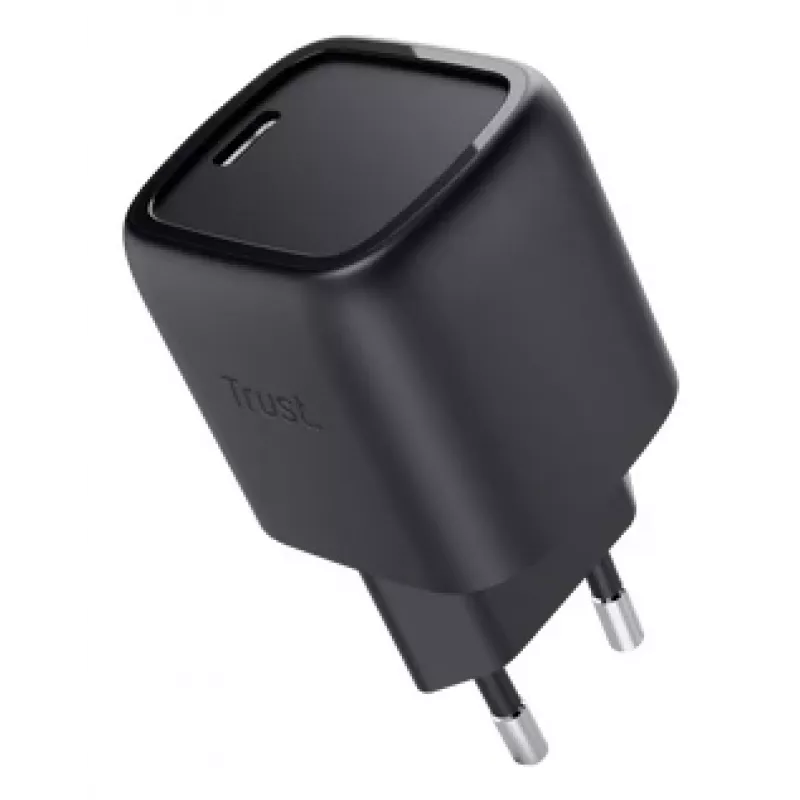 Carregador Trust Maxo 30W USB-C GaN Carregador Interior Carregamento rápido preto