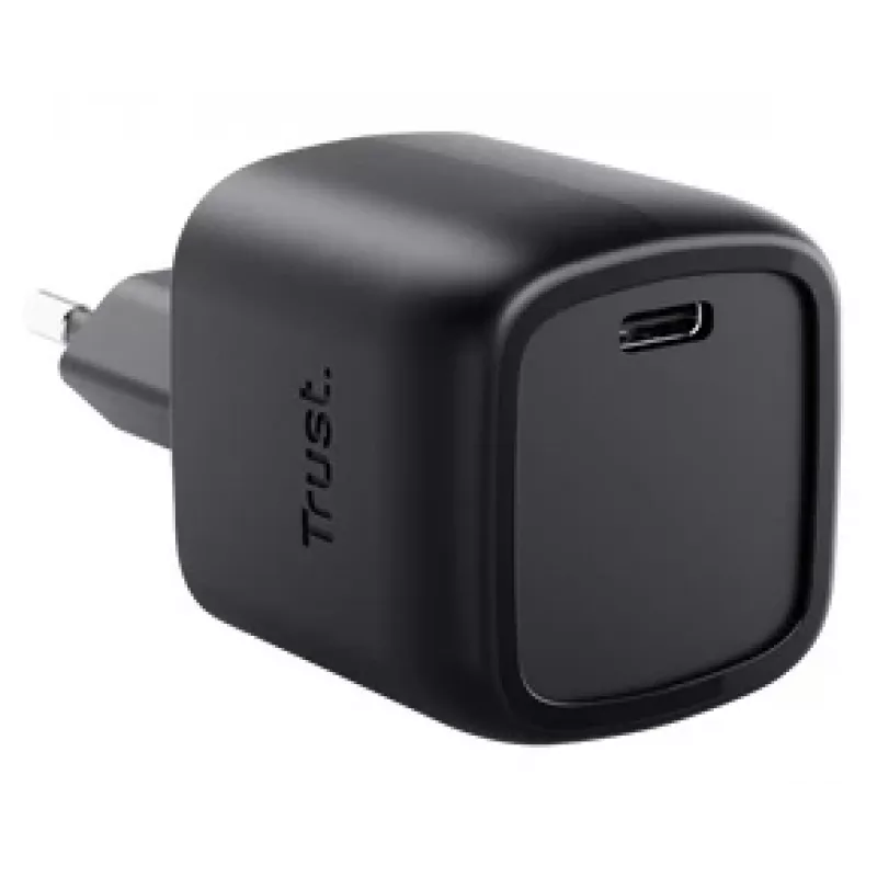 Carregador Trust Maxo 30W USB-C GaN Carregador Interior Carregamento rápido preto