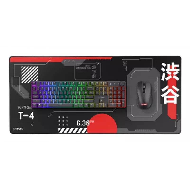 Tapete de rato Gaming TRUST GXT 759 XXL — 900×400 mm, PET, preto/vermelho