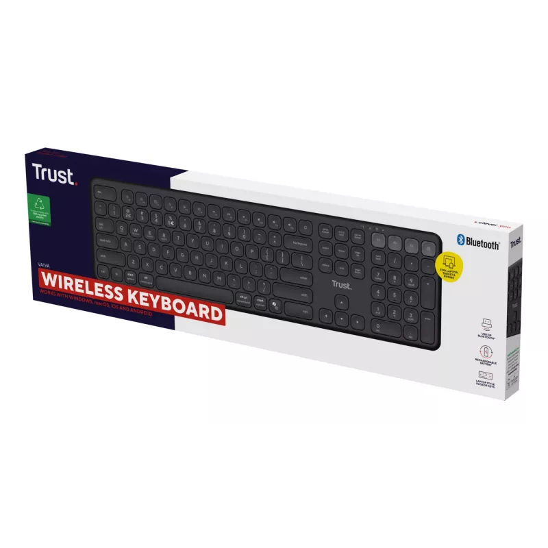 Trust Vaiya Teclado Universal USB + RF Wireless + Bluetooth AZERTY Belga preto