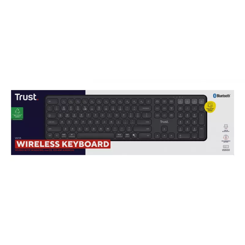 Trust Vaiya Teclado Universal USB + RF Wireless + Bluetooth AZERTY Belga preto