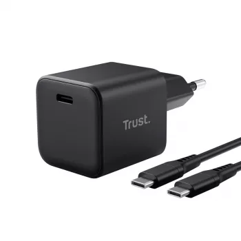 Carregador TRUST Maxo Ultra-pequeno 65W GaN USB-C preto com cabo de 2m