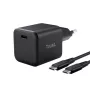 Carregador TRUST Maxo Ultra-pequeno 65W GaN USB-C preto com cabo de 2m