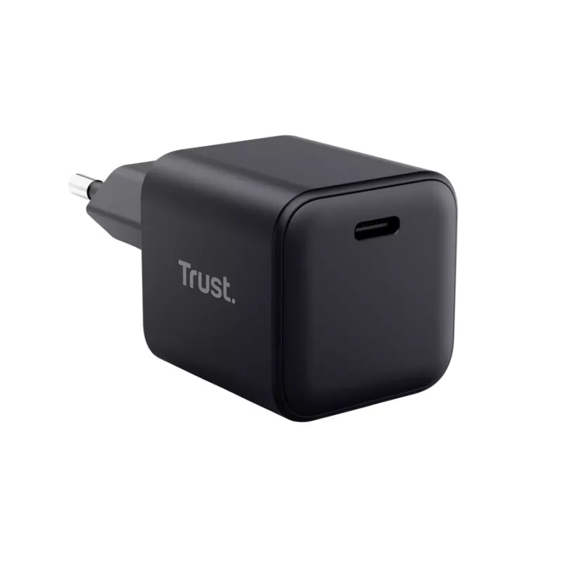Carregador TRUST Maxo Ultra-pequeno 65W GaN USB-C preto com cabo de 2m
