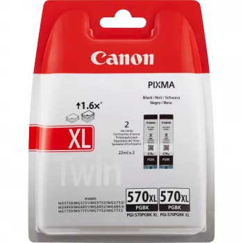 Cartucho de tinta Canon PGI-570BK XL alto rendimento preto (embalagem dupla)