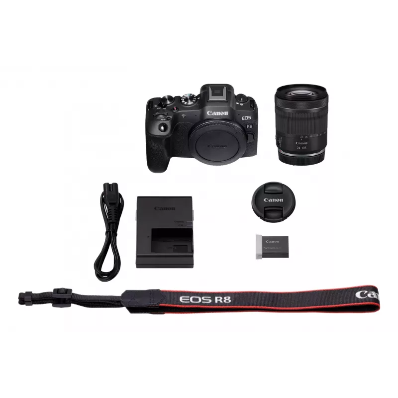 Canon EOS R8 + RF 24-105mm F4-7.1 IS STM MILC 24,2 MP CMOS 6000 x 4000 píxeis preto