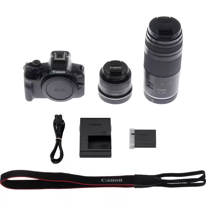 Canon EOS R50 kit de câmara mirrorless com objetivas RF-S 18-45mm e RF 75-300mm