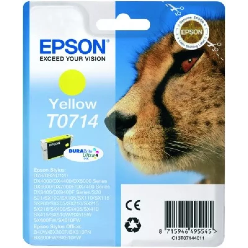 Epson Cheetah embalagem individual amarelo T0714 tinta DURABrite Ultra
