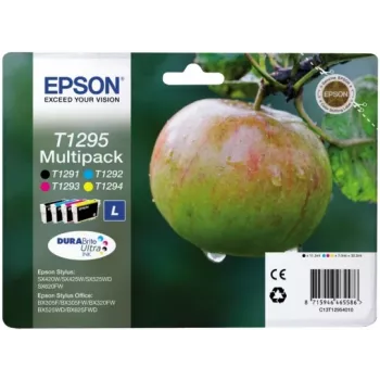 Tinteiro Epson Apple multipack 4 cores T1295 tinta DURABrite Ultra, preto, ciano, magenta, amarelo, 1 unid., multi-pack
