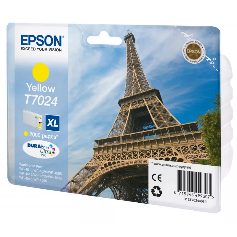 Tinteiro Epson Eiffel Tower XL amarelo 2k, alta capacidade (XL), amarelo, tinta pigmentada, 21,3 ml, 1 unid.