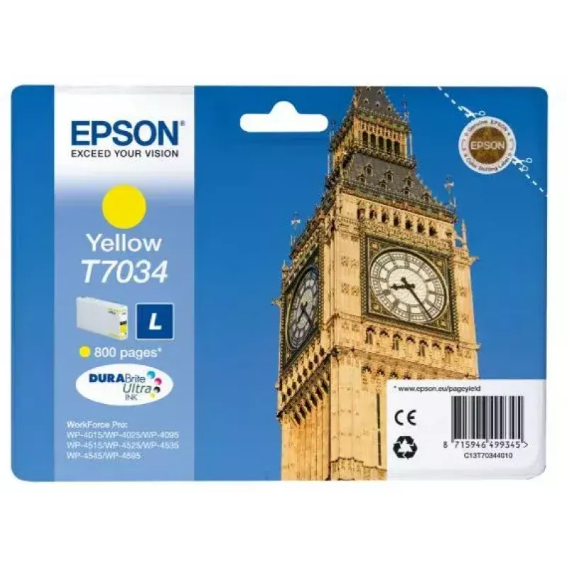 Tinteiro EPSON C13T70344010 amarelo 0,8k