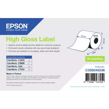 Epson Etiqueta brilhante - rolo contínuo: 51 mm x 33 m