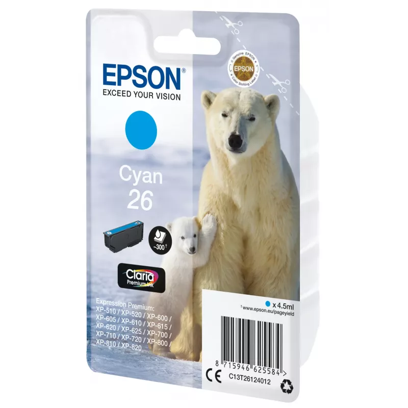 Epson Eisbär embalagem individual ciano 26 Claria Premium tinta