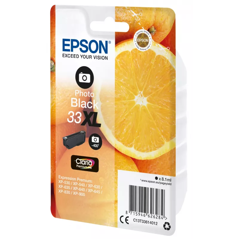 Epson Oranges embalagem individual preto fotográfico 33XL Claria Premium tinta