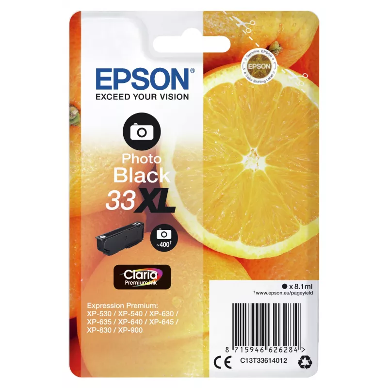 Epson Oranges embalagem individual preto fotográfico 33XL Claria Premium tinta