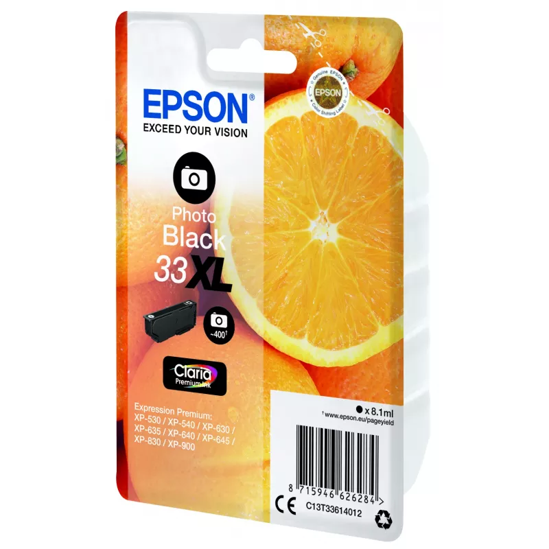 Epson Oranges embalagem individual preto fotográfico 33XL Claria Premium tinta
