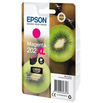 Epson Kiwi embalagem individual magenta 202XL Claria Premium tinta, rendimento alto (XL), magenta, tinta pigmentada, 8,5 ml, 1 unid., 650 páginas