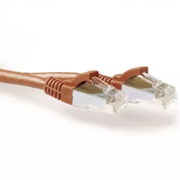 Cabo patch SFTP CAT6A ACT castanho de 2,00 m com proteção das patilhas e fichas RJ45