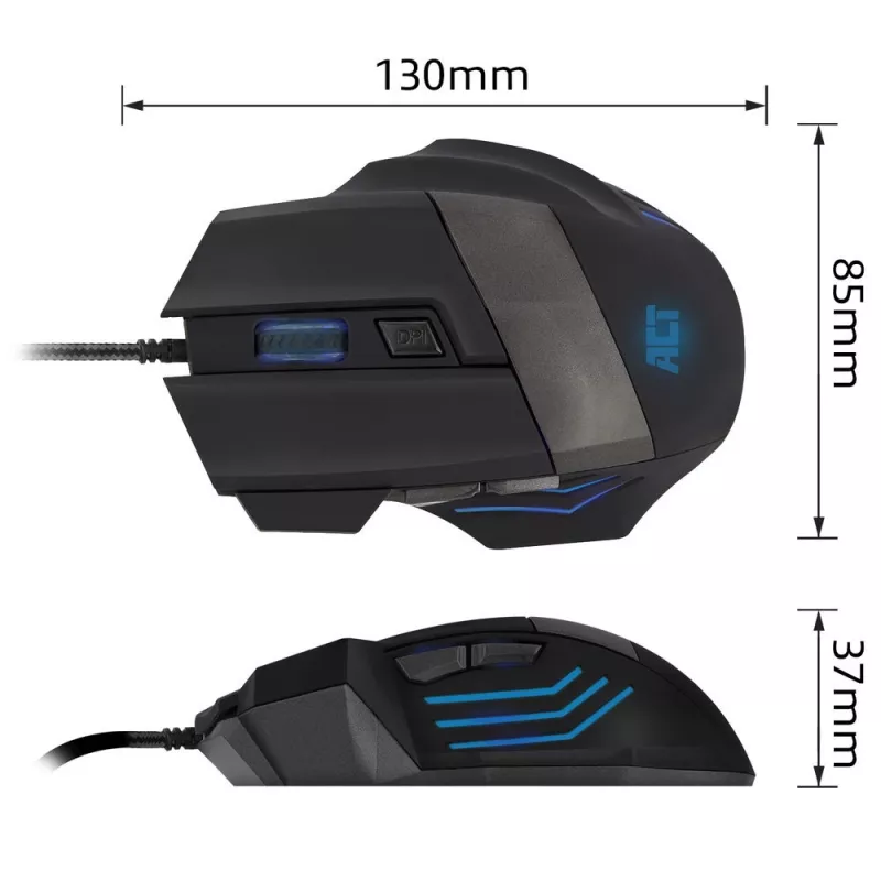 Rato gaming ACT rato gaming com fio e iluminação 3200 dpi