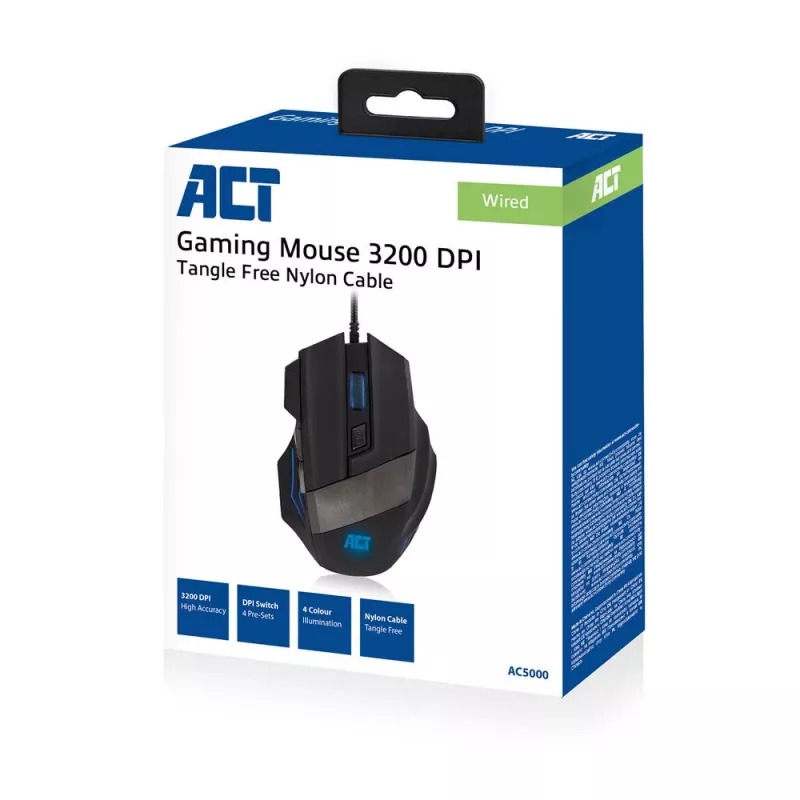 Rato gaming ACT rato gaming com fio e iluminação 3200 dpi