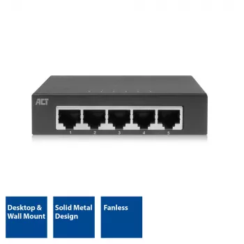 Comutador não gerido ACT AC4415 Gigabit Ethernet 5 portas 10 Gbit/s