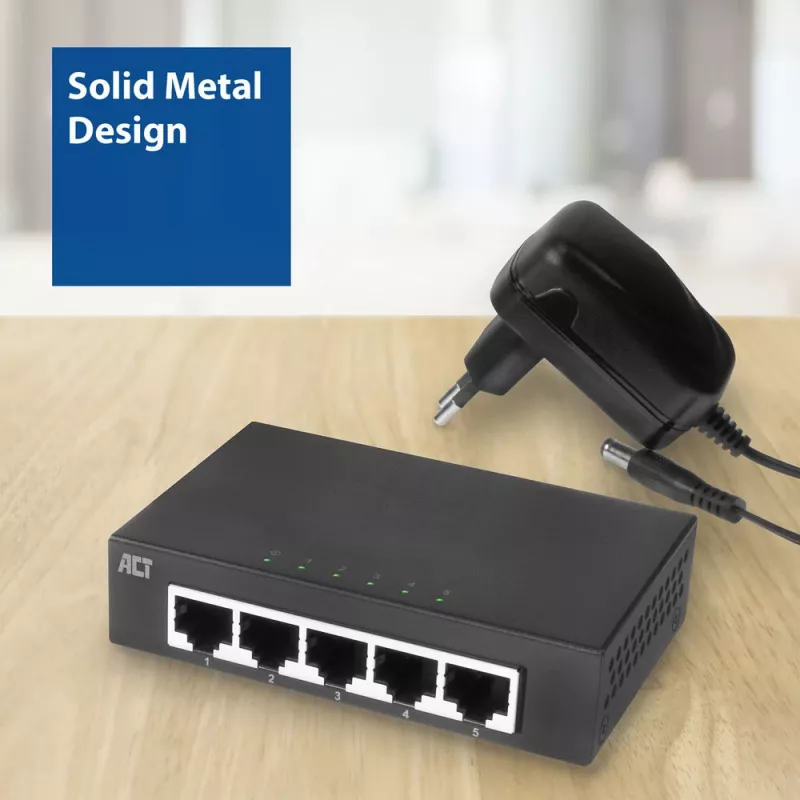 Comutador não gerido ACT AC4415 Gigabit Ethernet 5 portas 10 Gbit/s