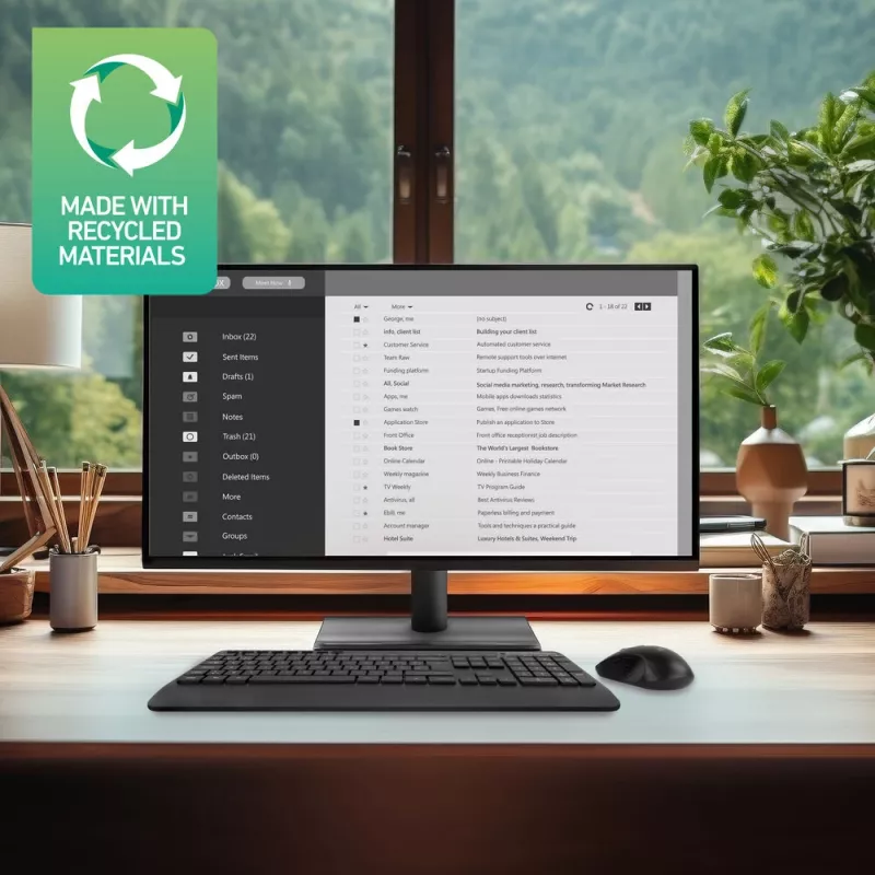 Conjunto de teclado e rato sem fios ACT (Azerty), clique silencioso, ecológico, de materiais reciclados