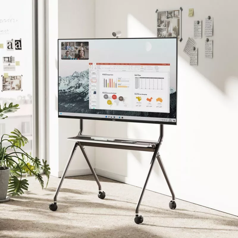 Suporte de chão móvel ACT para TV/monitor, 50 polegadas a 86 polegadas, VESA, 127 cm (50 polegadas), 2,18 m (86 polegadas), 200 x 200 mm, 800 x 600 mm, alumínio, plástico, aço, cinzento