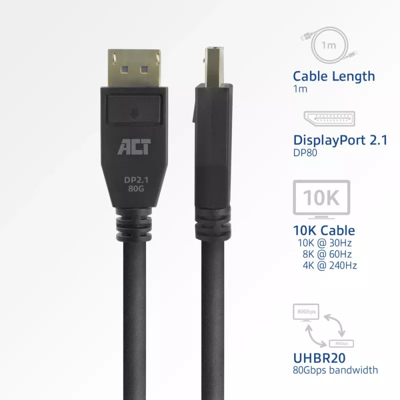 Cabo DisplayPort ACT AK4081 1 m preto