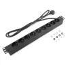 PDU de extensão ACT 19 polegadas CEE7/7 com 9 tomadas Type-F, 3 m H05VV-F 3G1.5