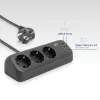 Régua de tomadas de secretária ACT com 3 tomadas Type-F, 30W Power Delivery, ligações USB Type-C/A, comprimento do cabo 1,5 metros
