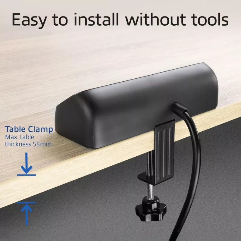 Régua de tomadas de secretária ACT com 3 tomadas Type-F, 30W Power Delivery, ligações USB Type-C/A, comprimento do cabo 1,5 metros